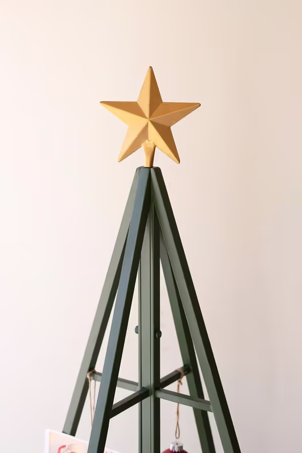 Green Painted Metal Christmas Tree Ornament Display