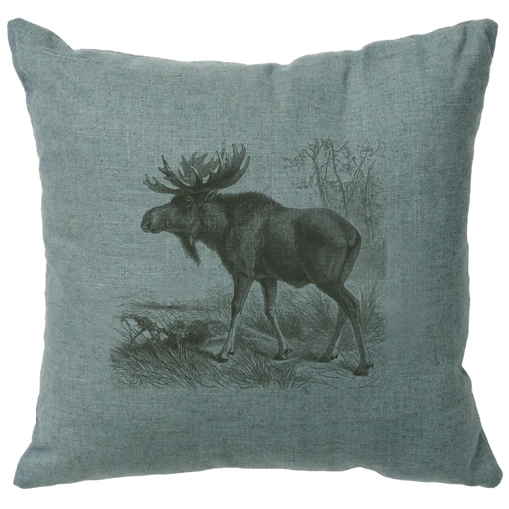 Image Pillow - Moose Scene - Linen Ocean