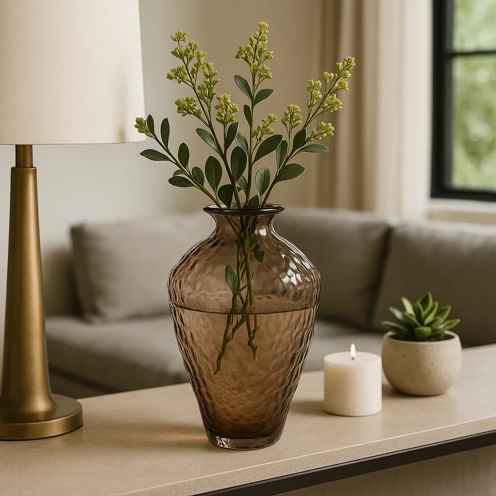 HAROLDHAVEN BROWN GLASS VASE 15 (IN)