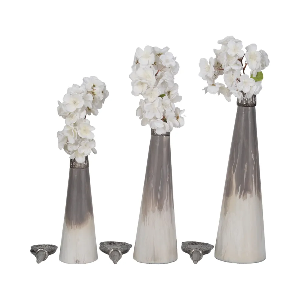 CLARAHAM SET OF 3 GRAY GLASS VASES 22 (IN)