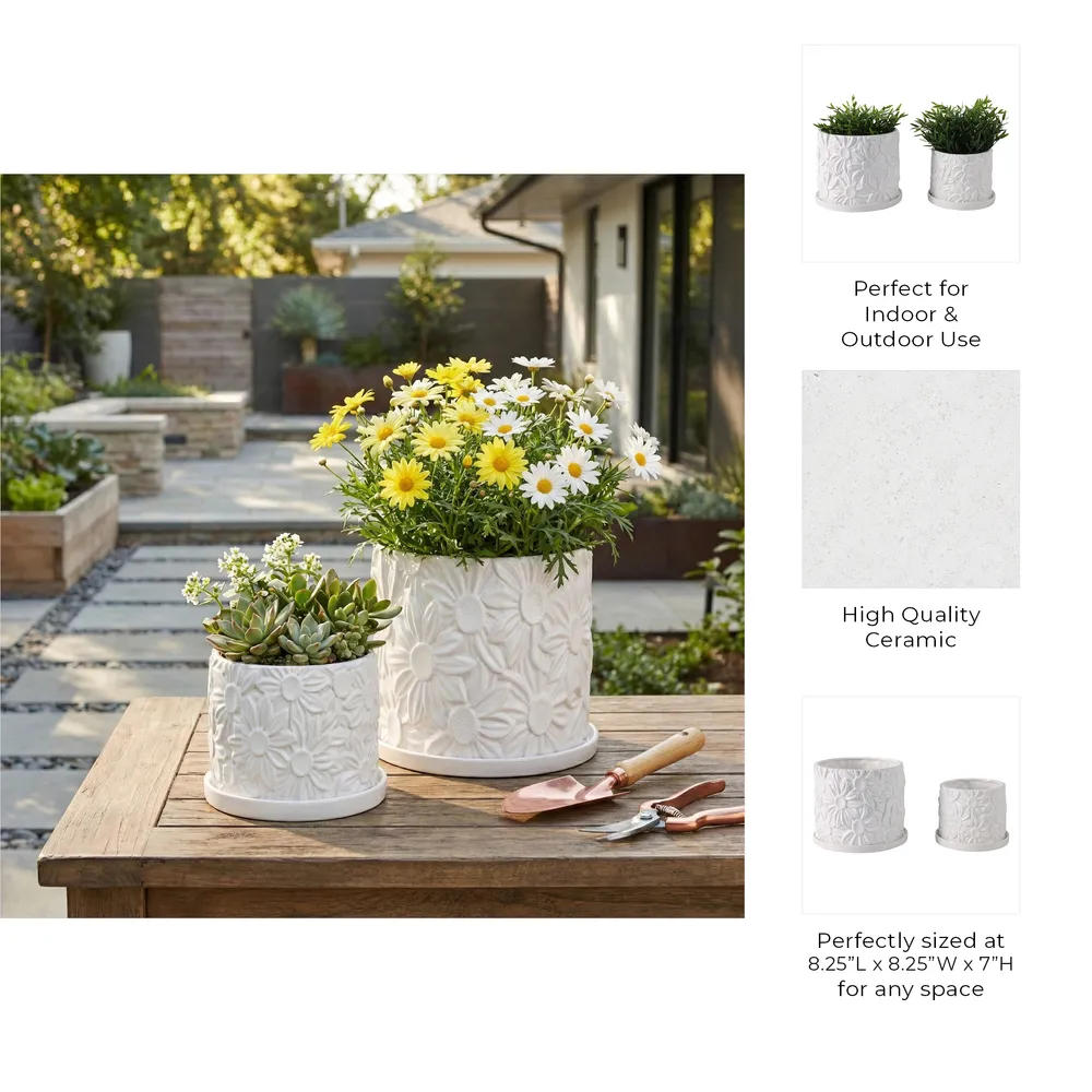 BOWENHAVEN SET OF 2 WHITE PLANTER 7 (IN)