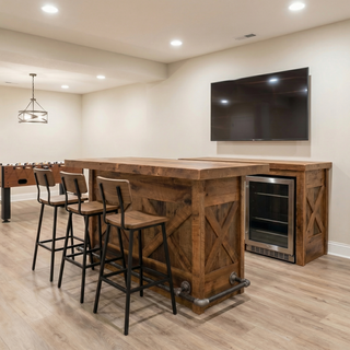 Barnwood 5-foot Bar - Artisan Top - Refrigerator Opening on Right