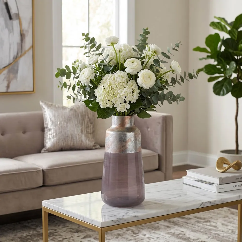 ORIONPARK GRAY GLASS VASE 17 (IN)