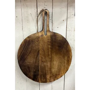 Dark Wood Round Chopping Board 20x15x0.5in 2