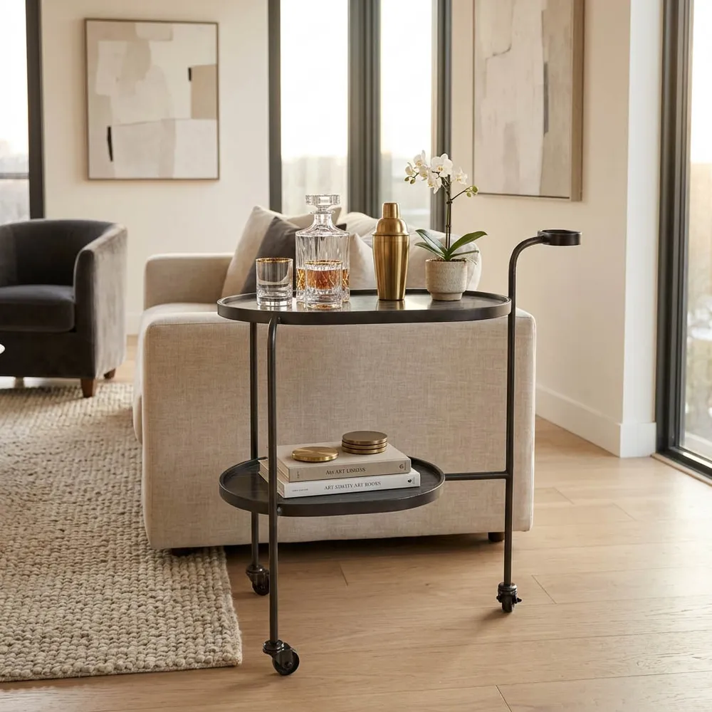 COLINOAK GRAY BAR CART 33 (IN)