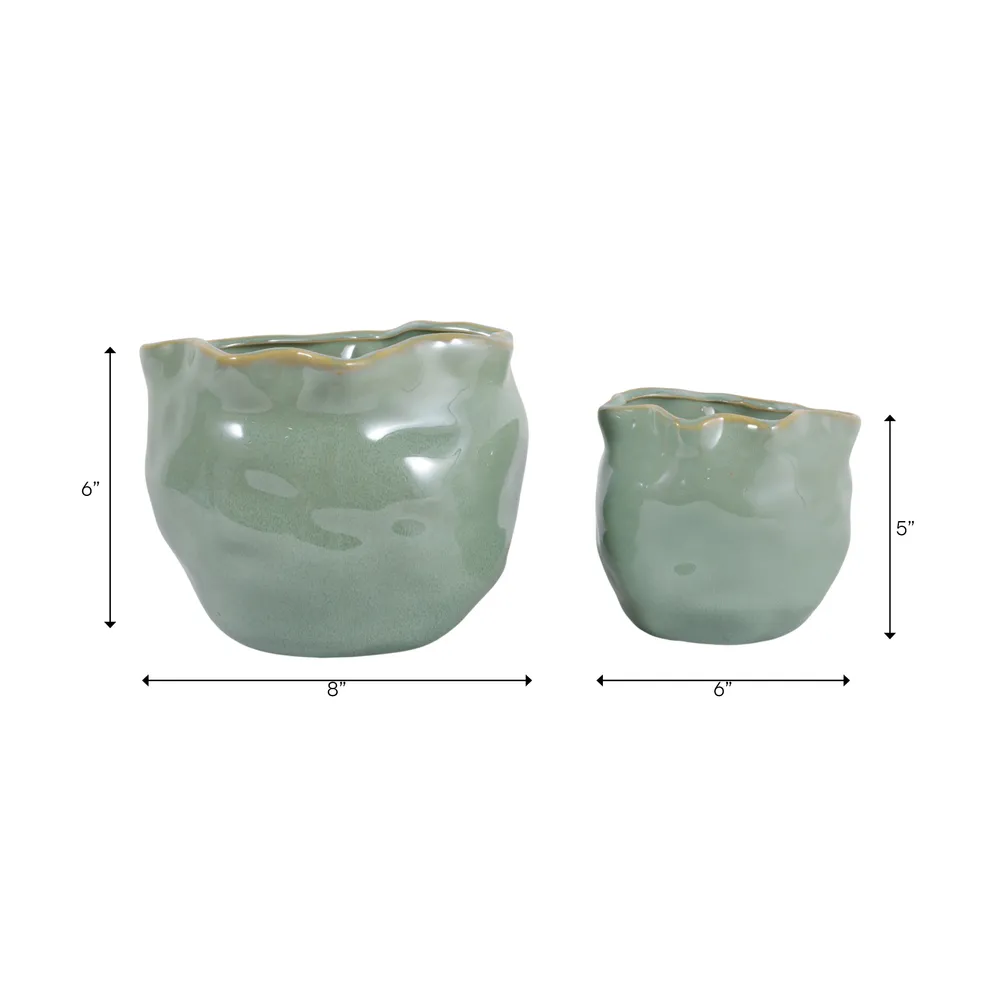 DRAPERSTONE SET OF 2 GREEN PLANTER 6 (IN)