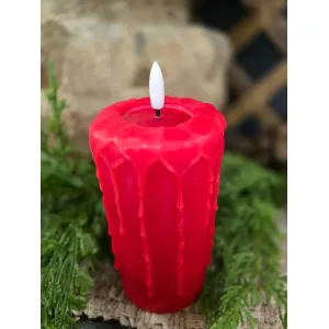 Melted Red Drip 3x6in Realistic Flame LED Candle 1