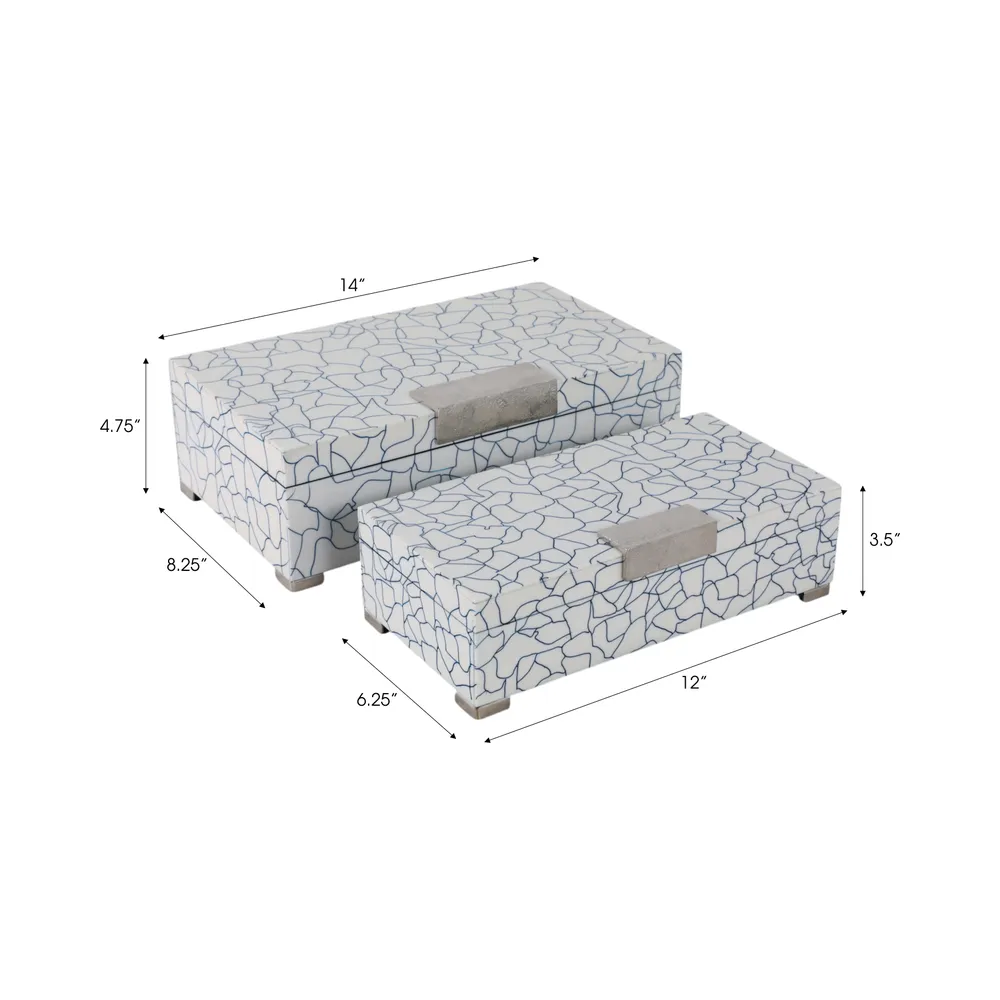 DEWEYFIELD SET OF 2 BLUE BOXES 5 (IN)