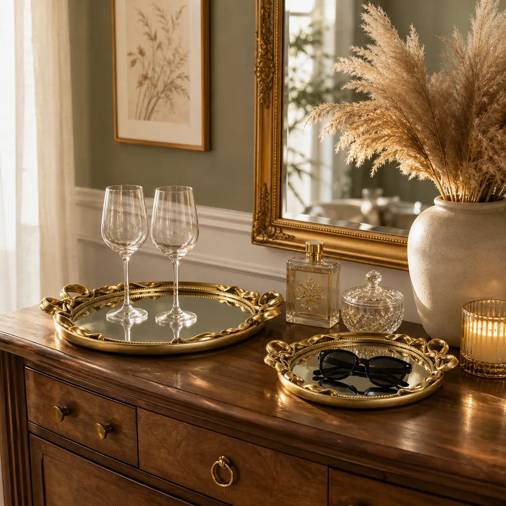 BRAMWIND SET OF 2 GOLD TRAY 2 (IN)