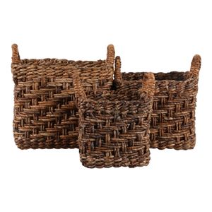 ROMANLAKE SET OF 3 BROWN BASKETS 17 (IN) 5