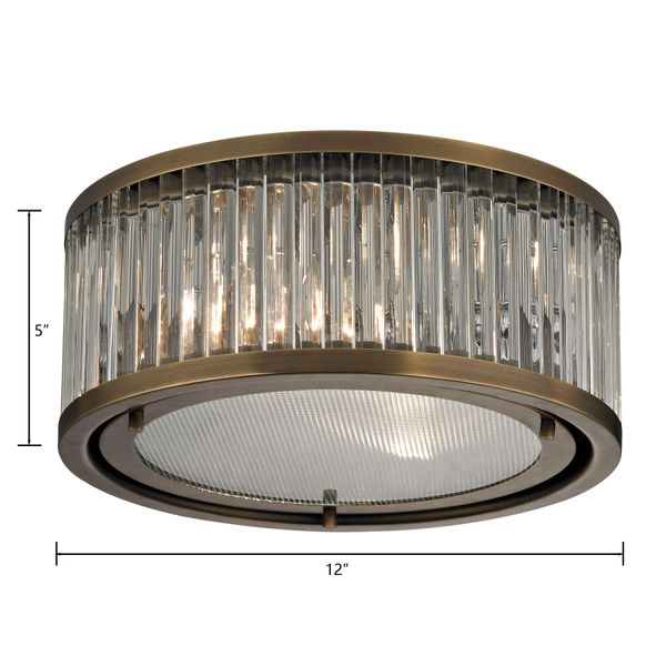 Linden Manor 12'' Wide 2-Light Flush Mount - Aged Brass
