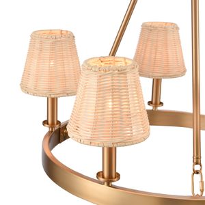 Rydell 24.5'' Wide 5-Light Chandelier - Brushed Gold and Rattan 4