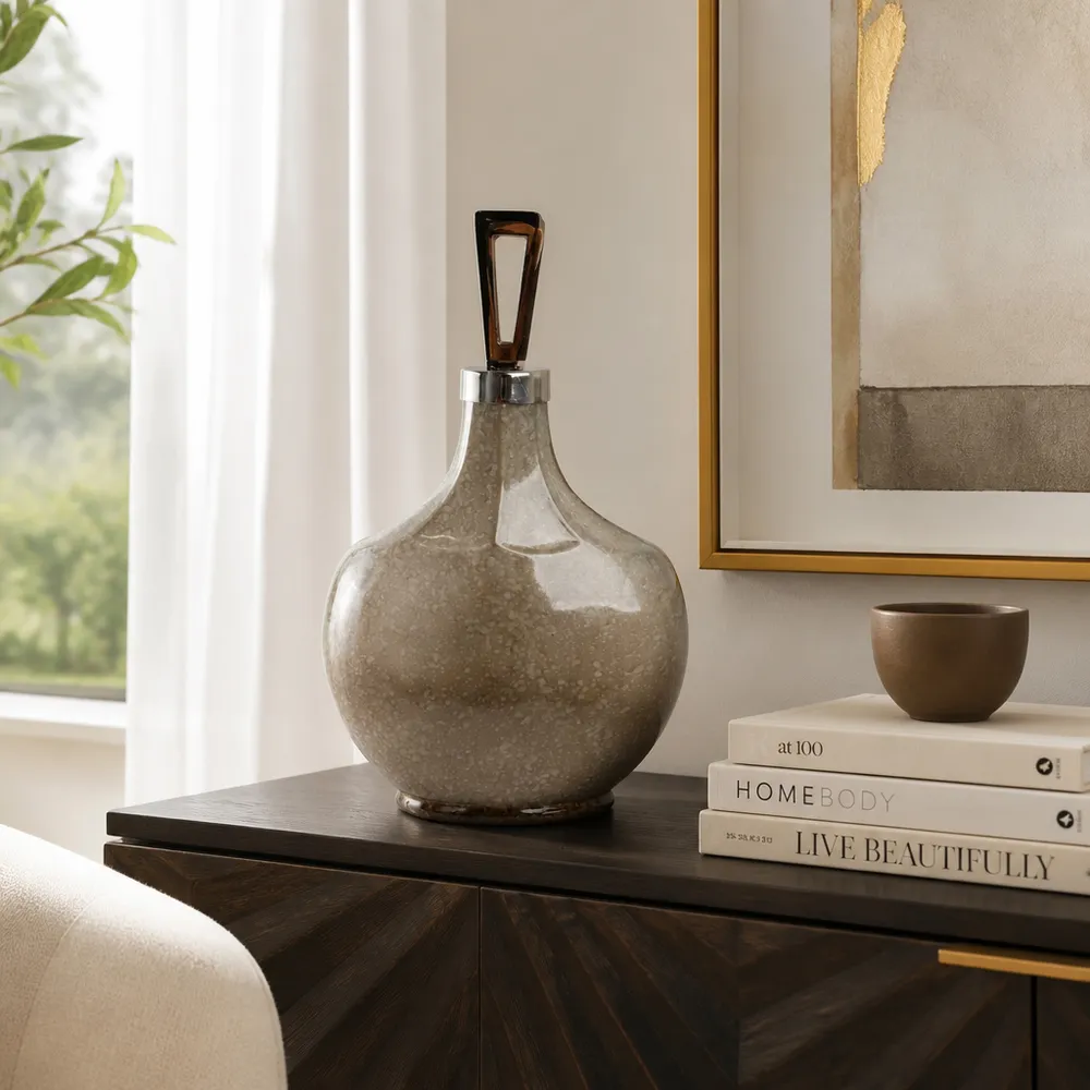TATUMMORE WHITE GLASS VASE 16 (IN)