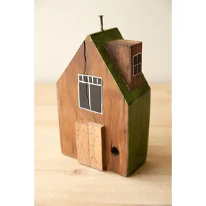 Set of 4 Hand-Painted Recycled Wood Village 6