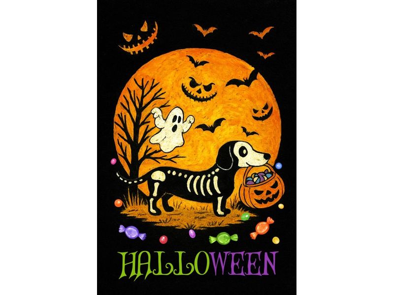 12X18IN HAPPY HALLWN DOG GHOST 1