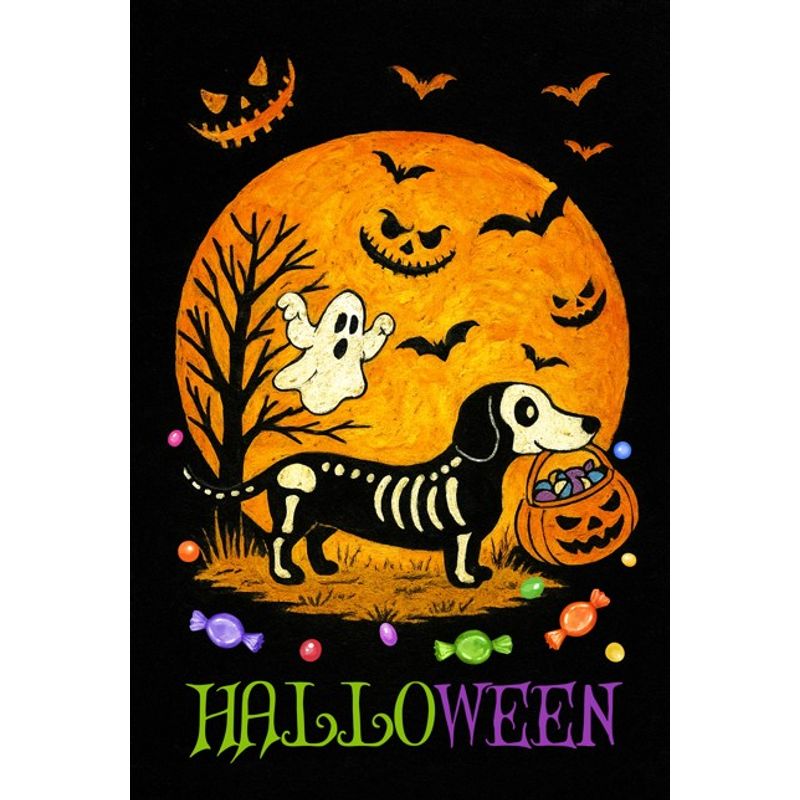 12X18IN HAPPY HALLWN DOG GHOST