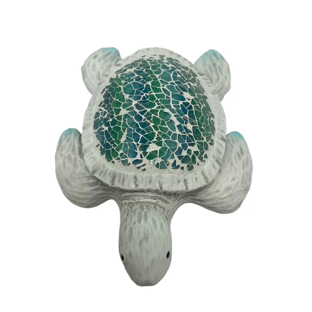 5-1/2" WHITE TURTLE W/ GREEN MOSAIC
