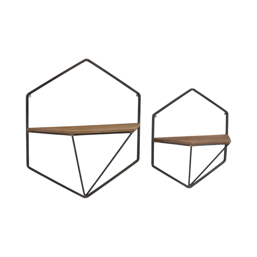 IRVINGMILL SET OF 2 BROWN WALL SHELF 17 (IN)