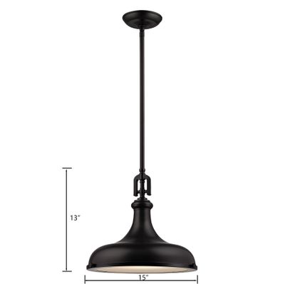 Rutherford 15″ Wide 1-Light Pendant - Oil Rubbed Bronze