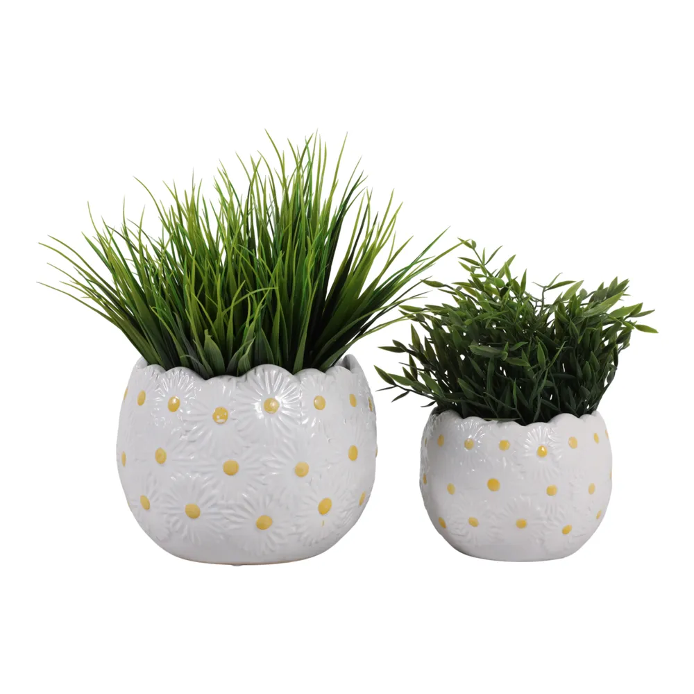 BRONSONRUN SET OF 2 WHITE PLANTER 7 (IN)