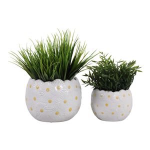 BRONSONRUN SET OF 2 WHITE PLANTER 7 (IN) 3