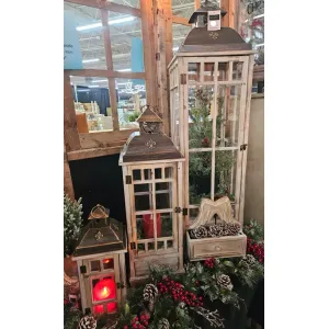 Drawer Wood and Metal Lantern Set of 3 - 18in, 32in and 48in 3