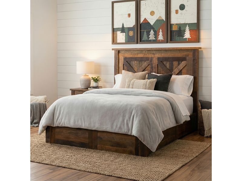 Barnwood Barndoor Platform Bed - Queen 1