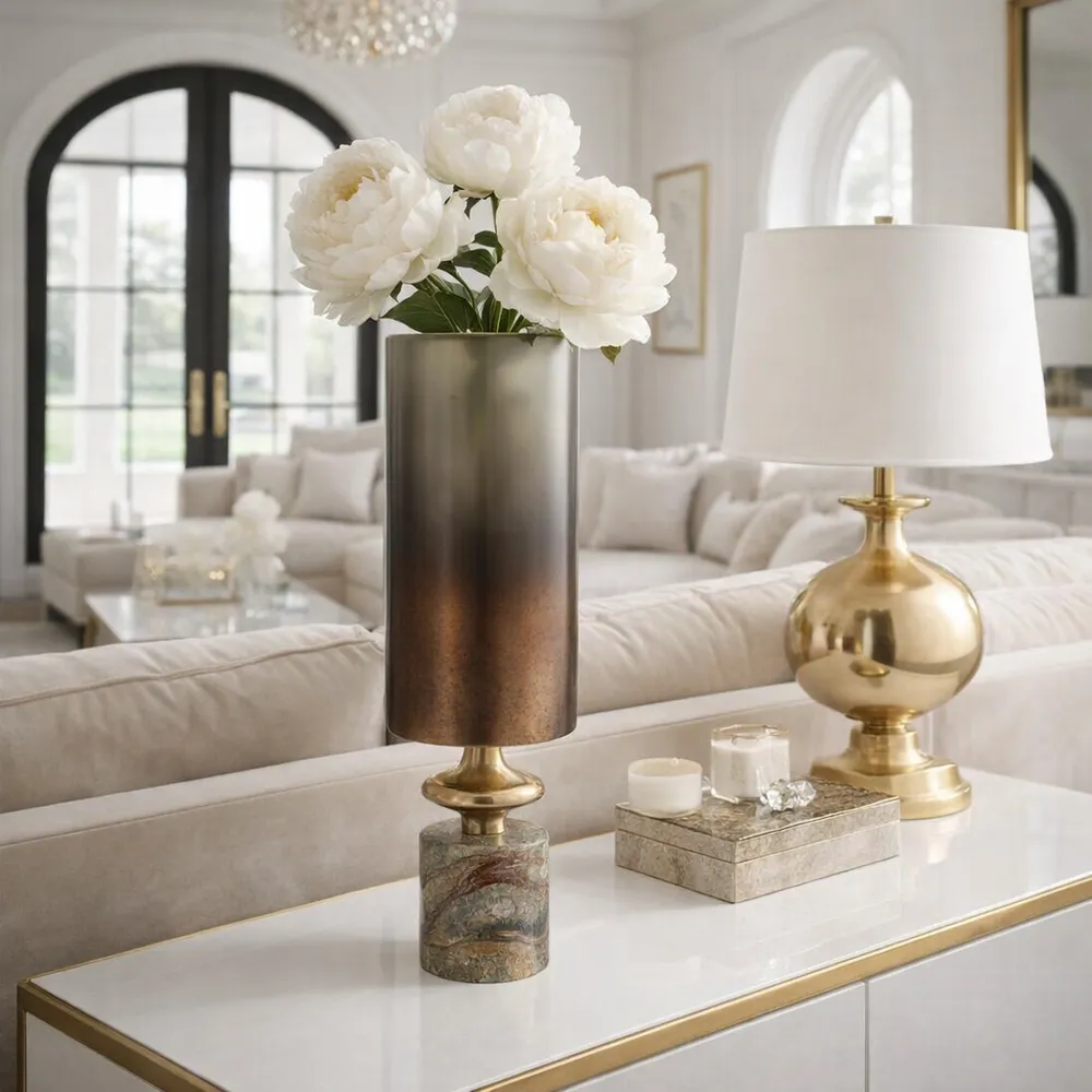 OPALHAVEN BROWN GLASS VASE 17 (IN)
