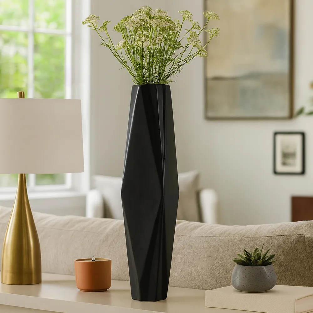 TARASIDE BLACK VASE 26 (IN)