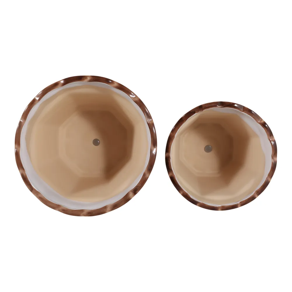 ENOCHFIELD SET OF 2 BROWN PLANTER 10 (IN)