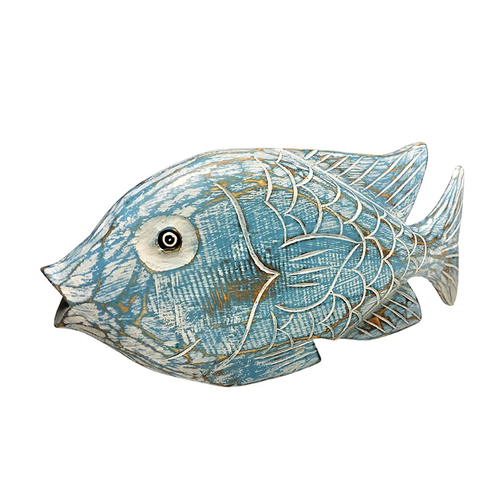 16" BLUE CARVED FISH