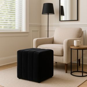 KENDALLVIEW BLACK OTTOMAN 19 (IN) 12