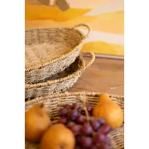Set of 3 Woven Vine Oval Trays with Handles 3