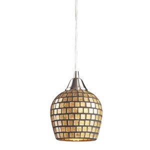 Fusion 5'' Wide 1-Light Mini Pendant - Satin Nickel with Gold Leaf Mosaic 1