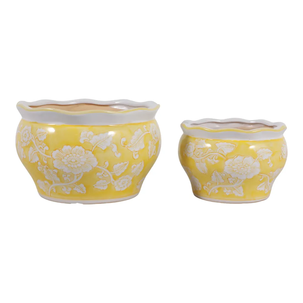 HENLEYDALE SET OF 2 YELLOW PLANTER 5 (IN)