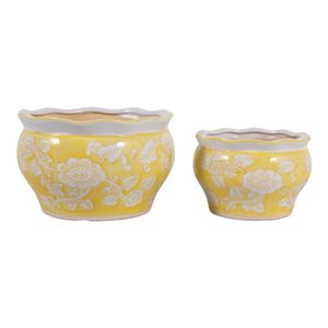 HENLEYDALE SET OF 2 YELLOW PLANTER 5 (IN) 1