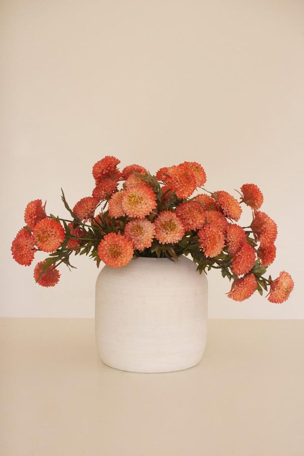 Bundle of 7 Artificial Orange Ball Dahlias