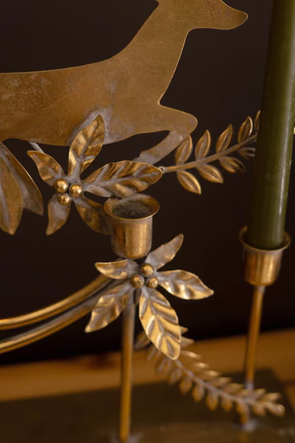 Metal Reindeer Taper Candelabra