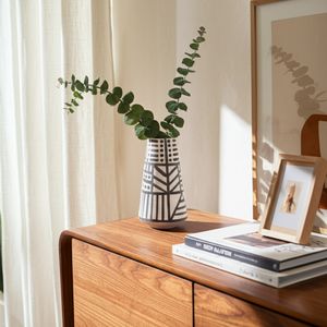 CER, 8" ECLECTIC VASE, BLACK/WHITE 2
