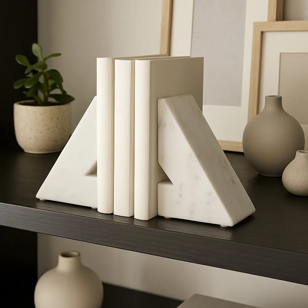 HUTTONLAKE SET OF 2 WHITE BOOKENDS 6 (IN)