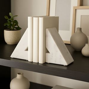 HUTTONLAKE SET OF 2 WHITE BOOKENDS 6 (IN) 10