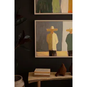 Set of 2 Framed Men and Women in Hats Paintings 6