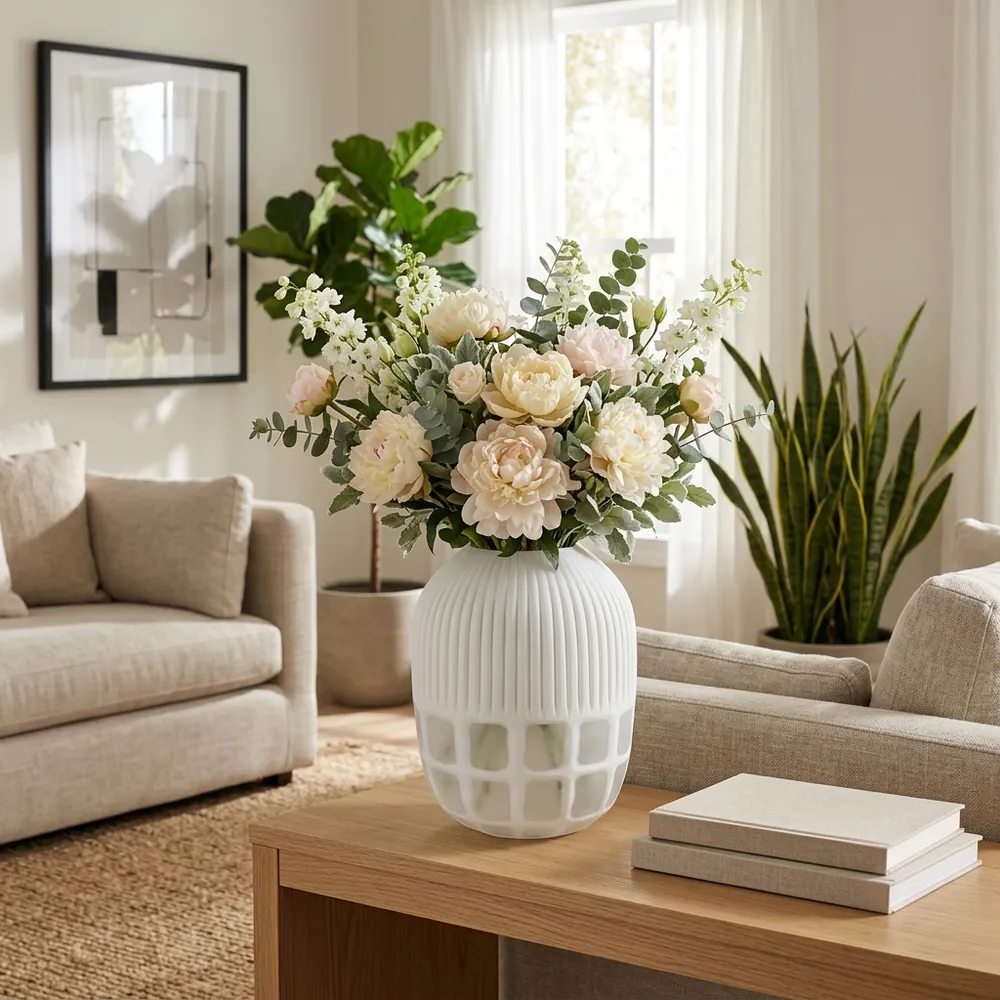 WOODSONWORTH WHITE GLASS VASE 16 (IN)