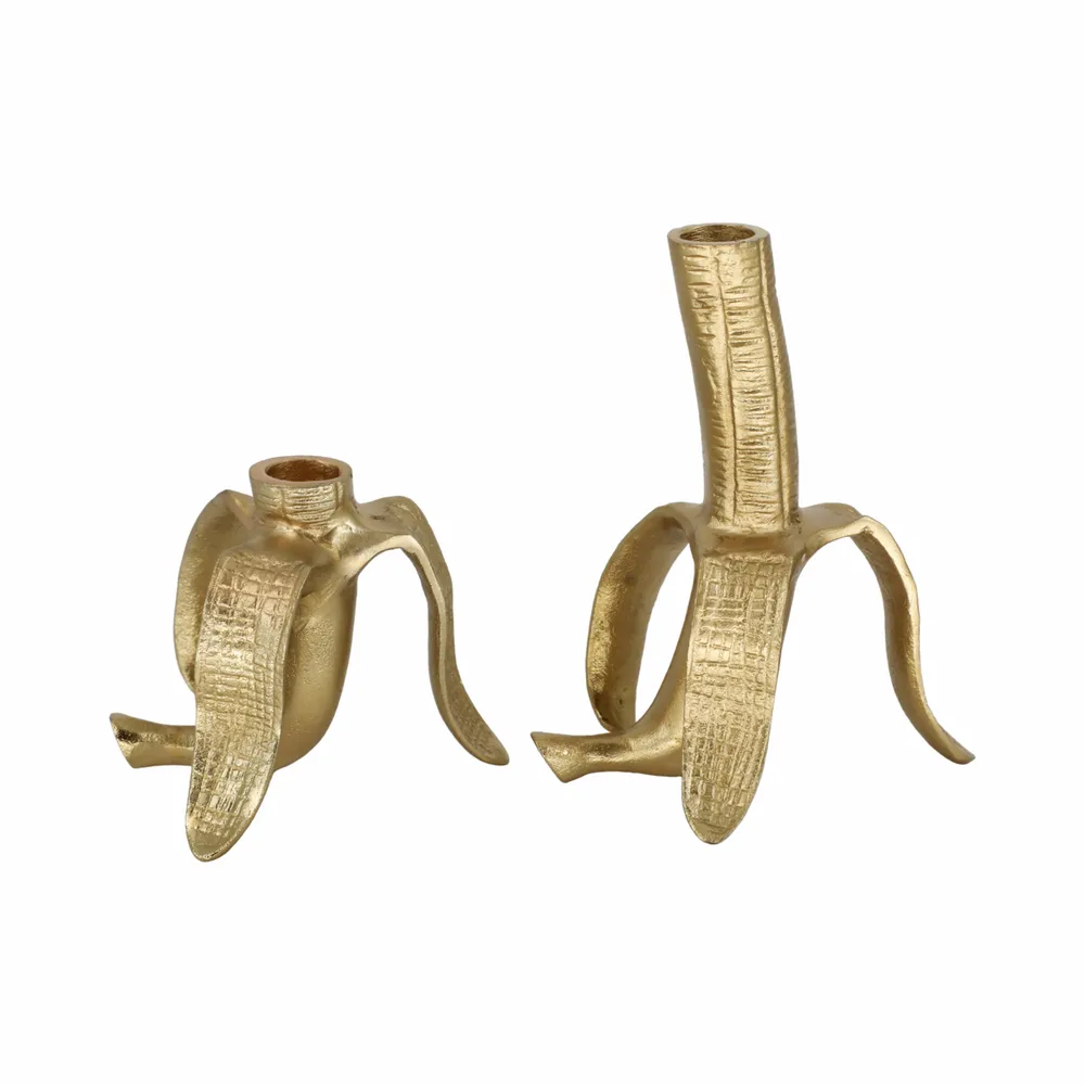 HAXTONGROVE SET OF 2 GOLD CANDLE HOLDER 7 (IN)