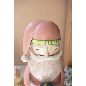 Painted Metal Santa on Wooden Base 4