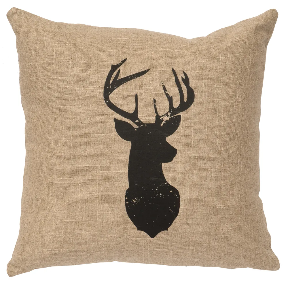 Image Pillow - Deer Silhouette - Linen Natural