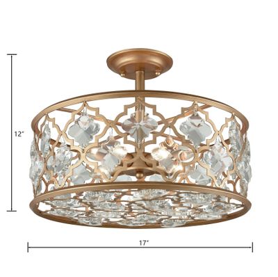 Armand 17″ Wide 4-Light Semi Flush Mount - Matte Gold