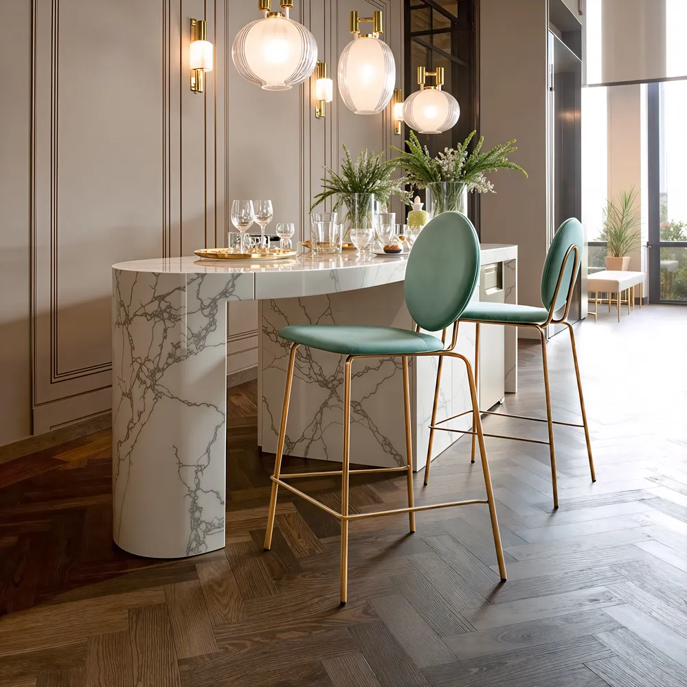 Odessa Counter Stool Green & Gold
