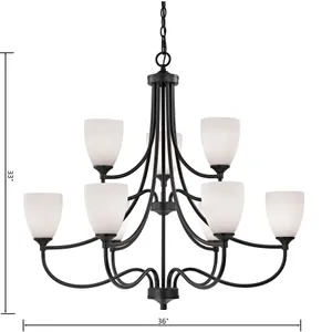 Arlington 36'' Wide 9-Light Chandelier - Oil Rubbed Bronze with White Glass 2