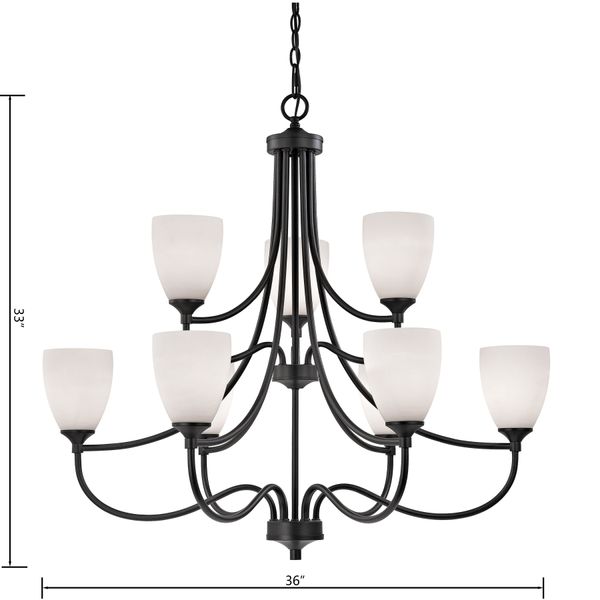 Arlington 36'' Wide 9-Light Chandelier - Oil Rubbed Bronze with White Glass